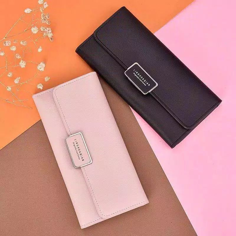 DOMPET WANITA IMPOR DOMPET PANJANG LIPAT FASHION KOREA KULIT