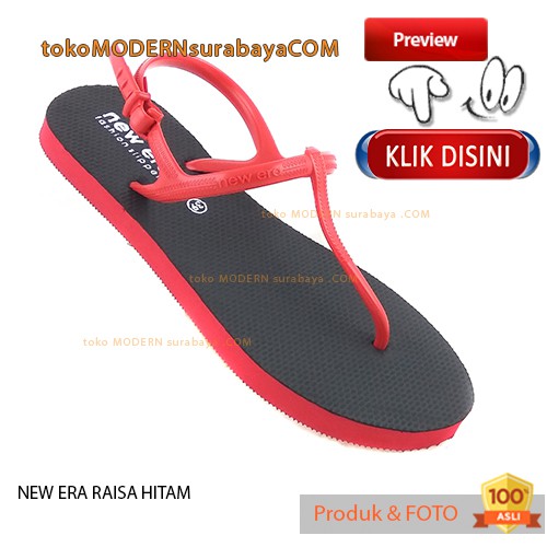 NEW ERA RAISA HITAM sandal wanita sandal jepit tali karet