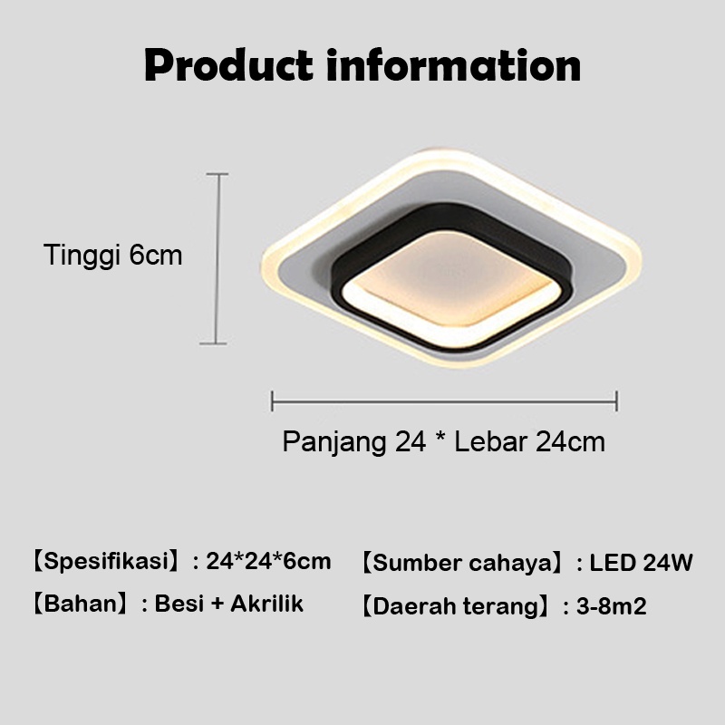 Lampu Plafon 3 Warna LED Ceiling Lamp Sederhana Modern Lorong Koridor Ruang Tamu Balkon Lampu Gantung