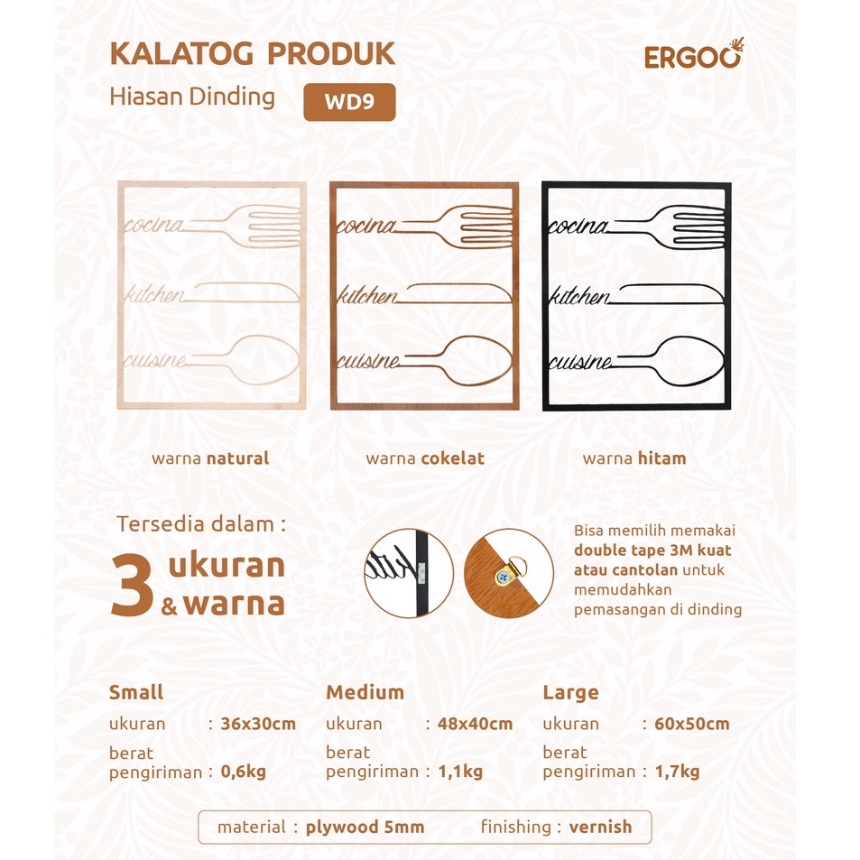 ERGOO Dekorasi Dinding Untuk Ruang Makan - Ukuran M