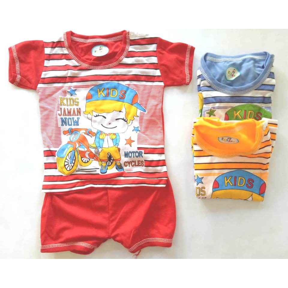 KADASO TANGAN PENDEK Setelan Kaos Baju Anak Cowok Murah 3-18 Bulan I Setelan Baju Bayi Laki GS002ST
