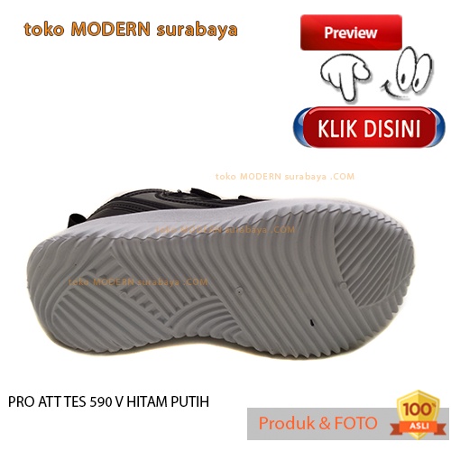 PRO ATT TES 590 V HITAM PUTIH sepatu anak sekolah sneakers kets velcro