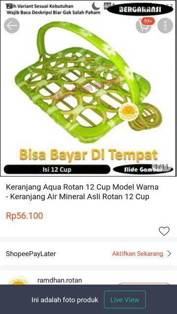 Keranjang Akua Rotan 12 Cup Model Warna - Keranjang Mountoya 12 Lubang - Rinjing Aqua - Wadah Aqua