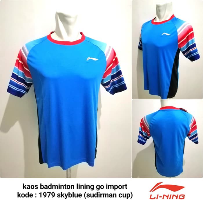 Baju badminton lining kaos badminton Lining indo 1979 SKYBLUE import