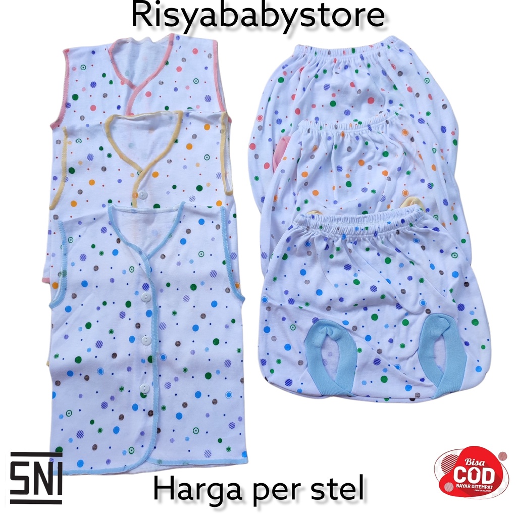 Ecer Stelan Polkadot Saffenda/ baju bayi newborn set