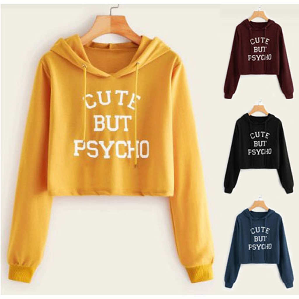 Bess - Sweater Hoodie Crop Murah / Sweater Hoodie Crop CUTE BUT PSYCO