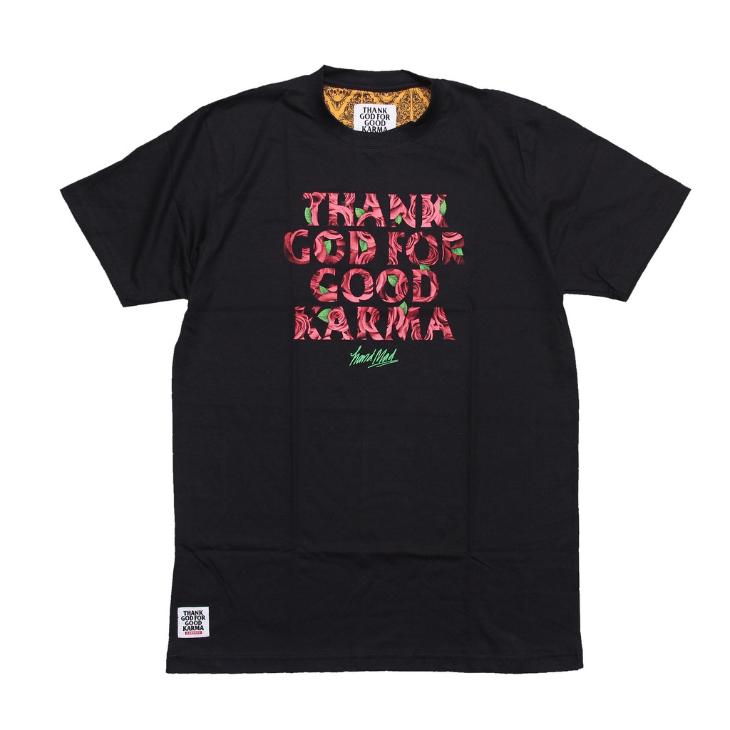Kaos Pria Distro Original 100% HANDMAD - TS THANKGOD ROSE Black T-shirt Unisex