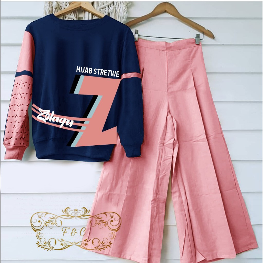 Set Kulot Sretwe Zolaqu/setelan celana casual/setelan training wanita/set olah raga/pakaian wanita