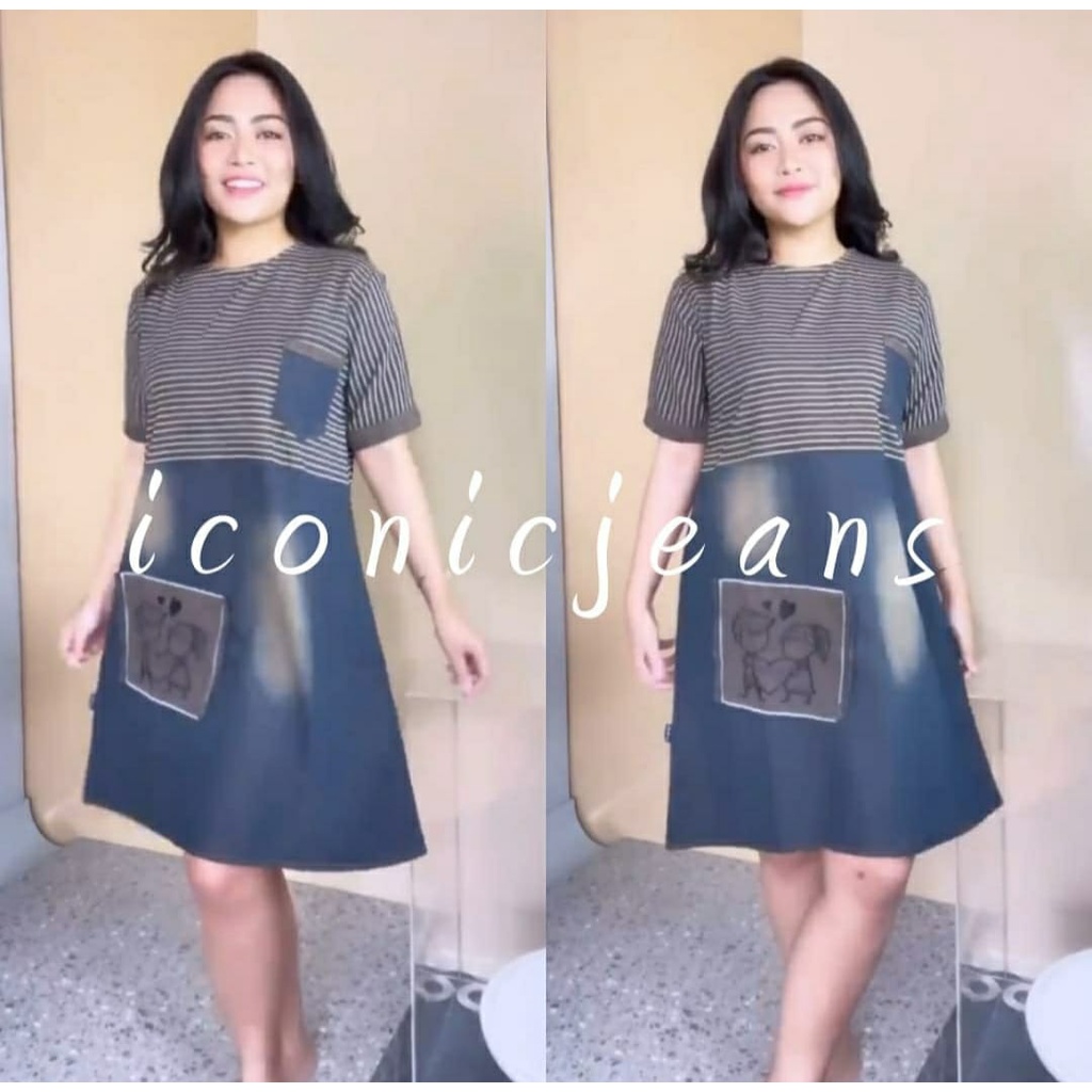 MIDI DRESS JEANS WASH-MIDI DRESS WANITA KOREA-MIDI DRESS WILIS-MIDI DRES JEANS WASH PREMIUM-MIDI DRESS COD