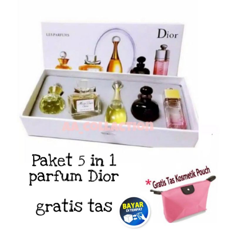 PAKET PARFUM 5 IN 1 DIOR GRATIS TAS KOSMETIK