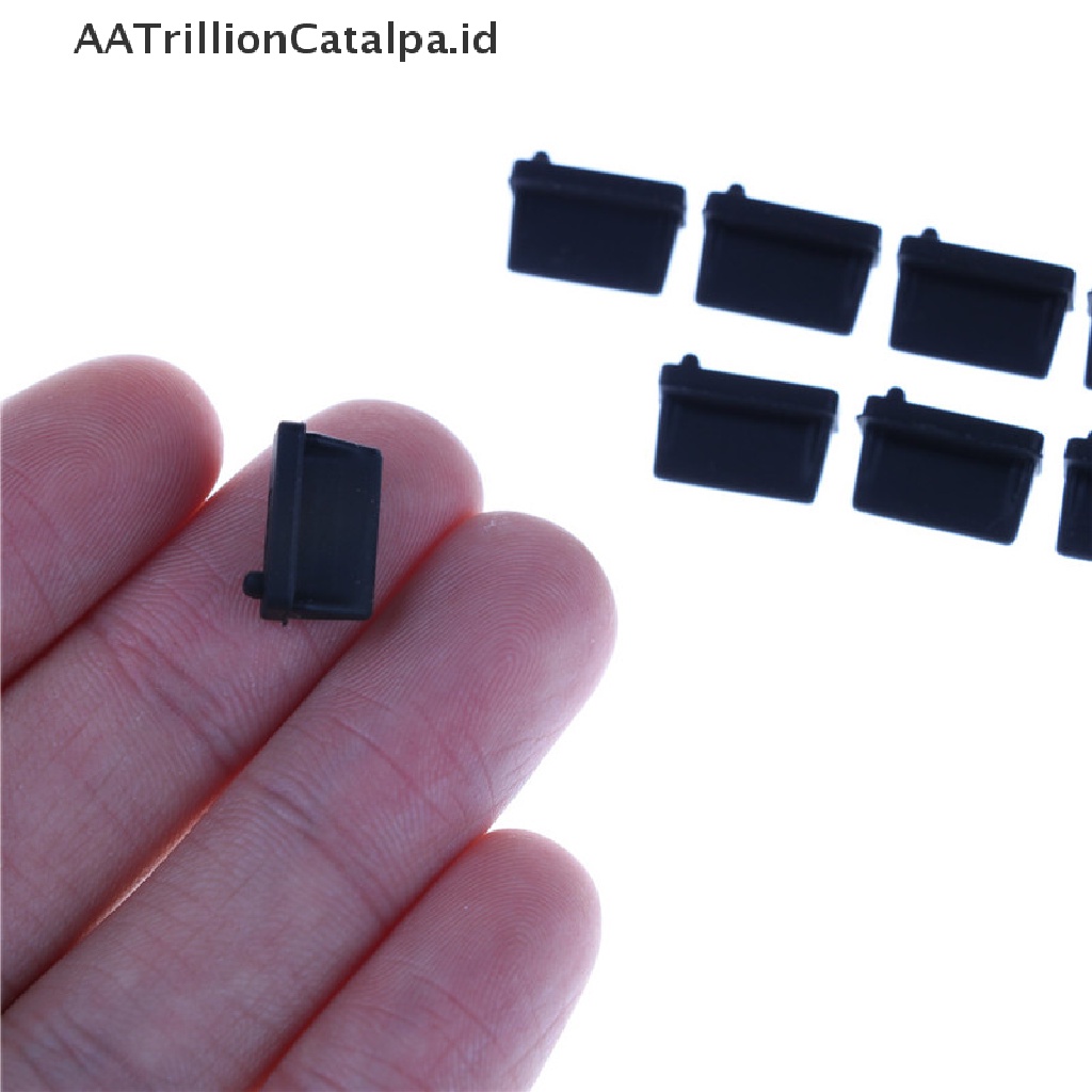 Aatrillioncatalpa 10pcs Cover Plug USB Tipe A Female Bahan Karet Warna Hitam Anti Debu