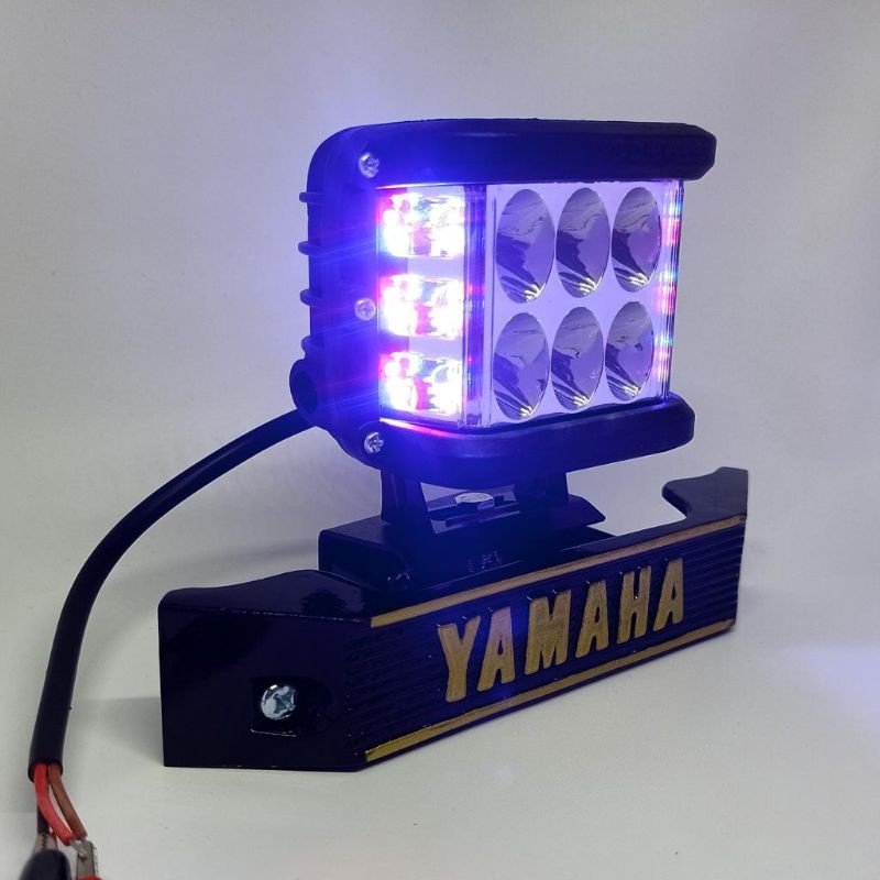 paket super ganteng rx king style lampu 6 led jumbo kiri kanan red-bleu plus breket kumis-4611 + kumis gold