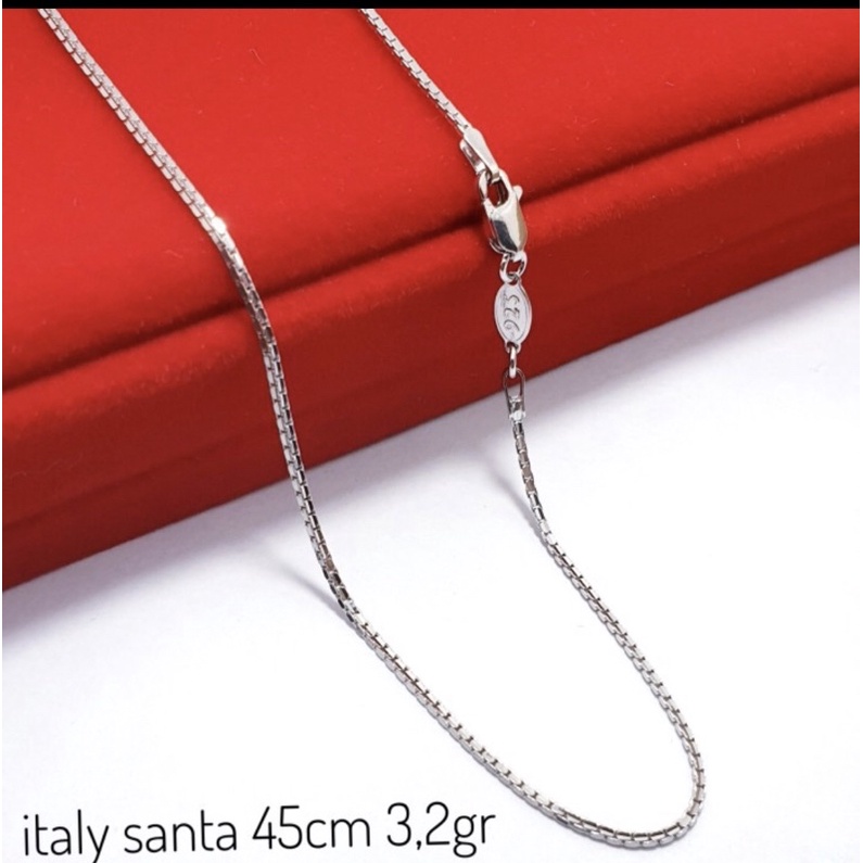 Kalung italy santa kalung pria kalung wanita perak 925 lapis emas putih S64