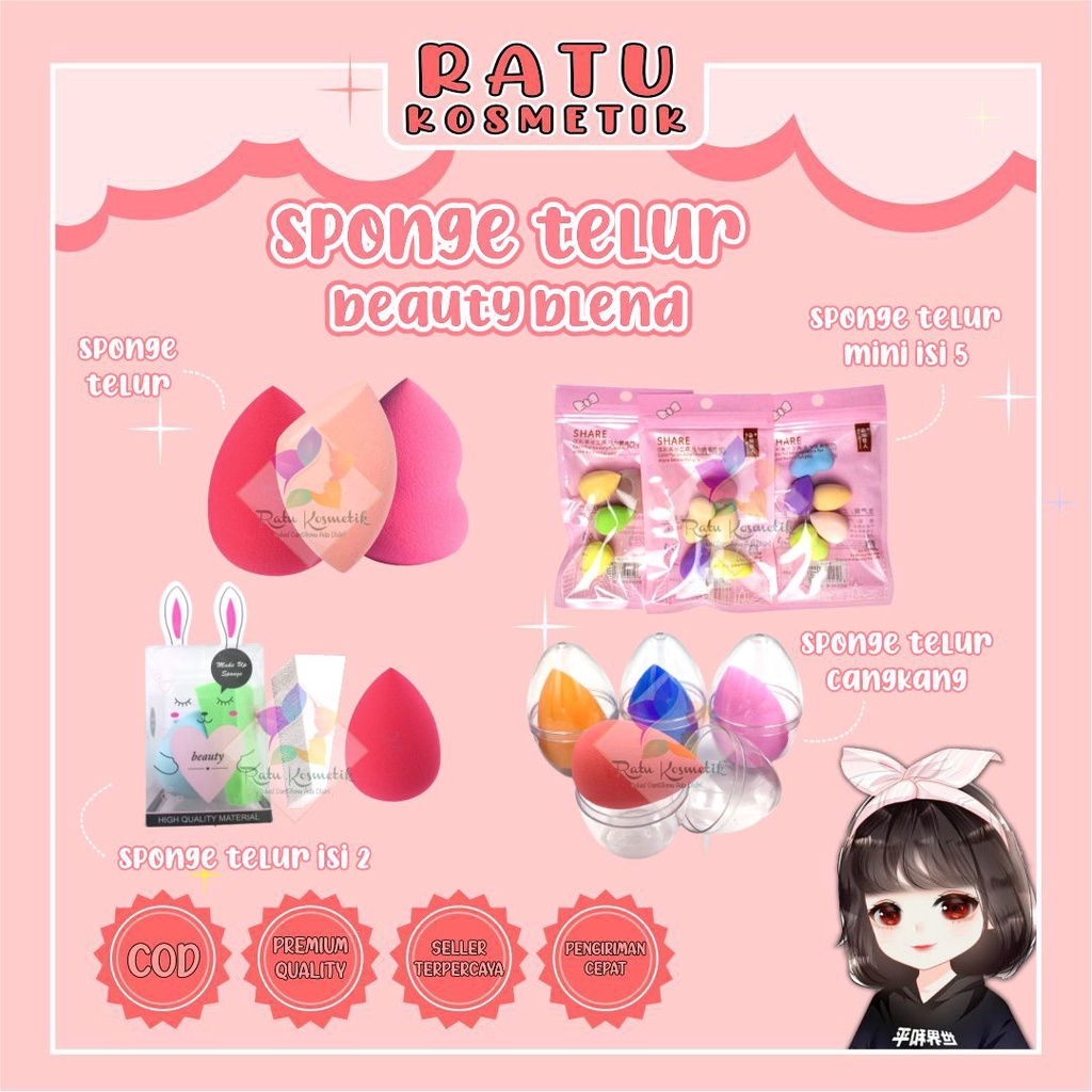 ❤ RATU ❤ Sponge Telur | Spon Egg Make Up | Spons Beauty Blender Besar Kecil