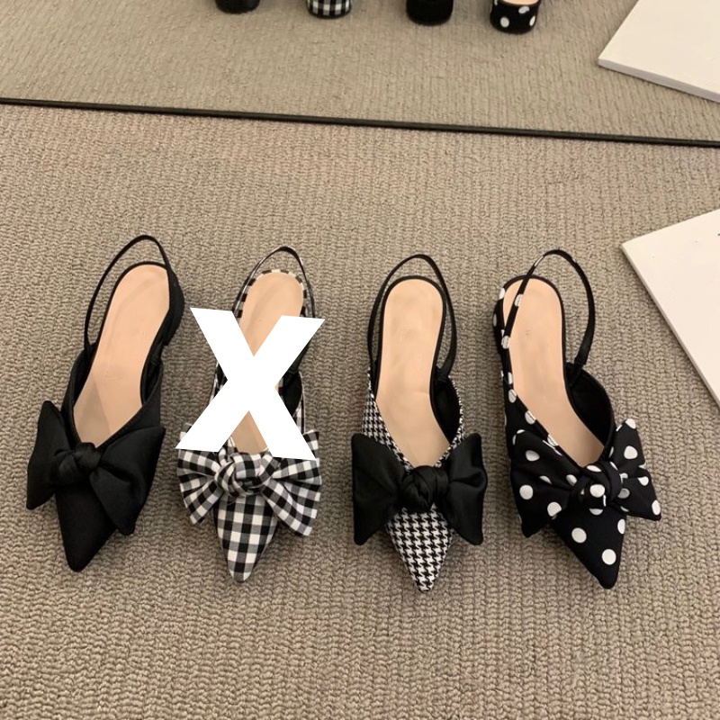 RYX - Sweet Bow Sepatu Heels Slip On Wanita Fashion Casual / Jalan Jalan - Ori Import