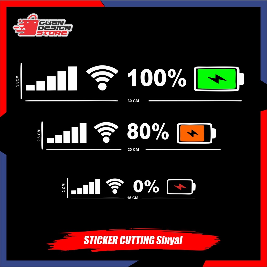 STIKER SINYAL IPHONE WIFI CUTTING STICKER MOBIL REFLEKTIF NYALA STIKER LOGO BATERAI WIFI SINYAL STIK