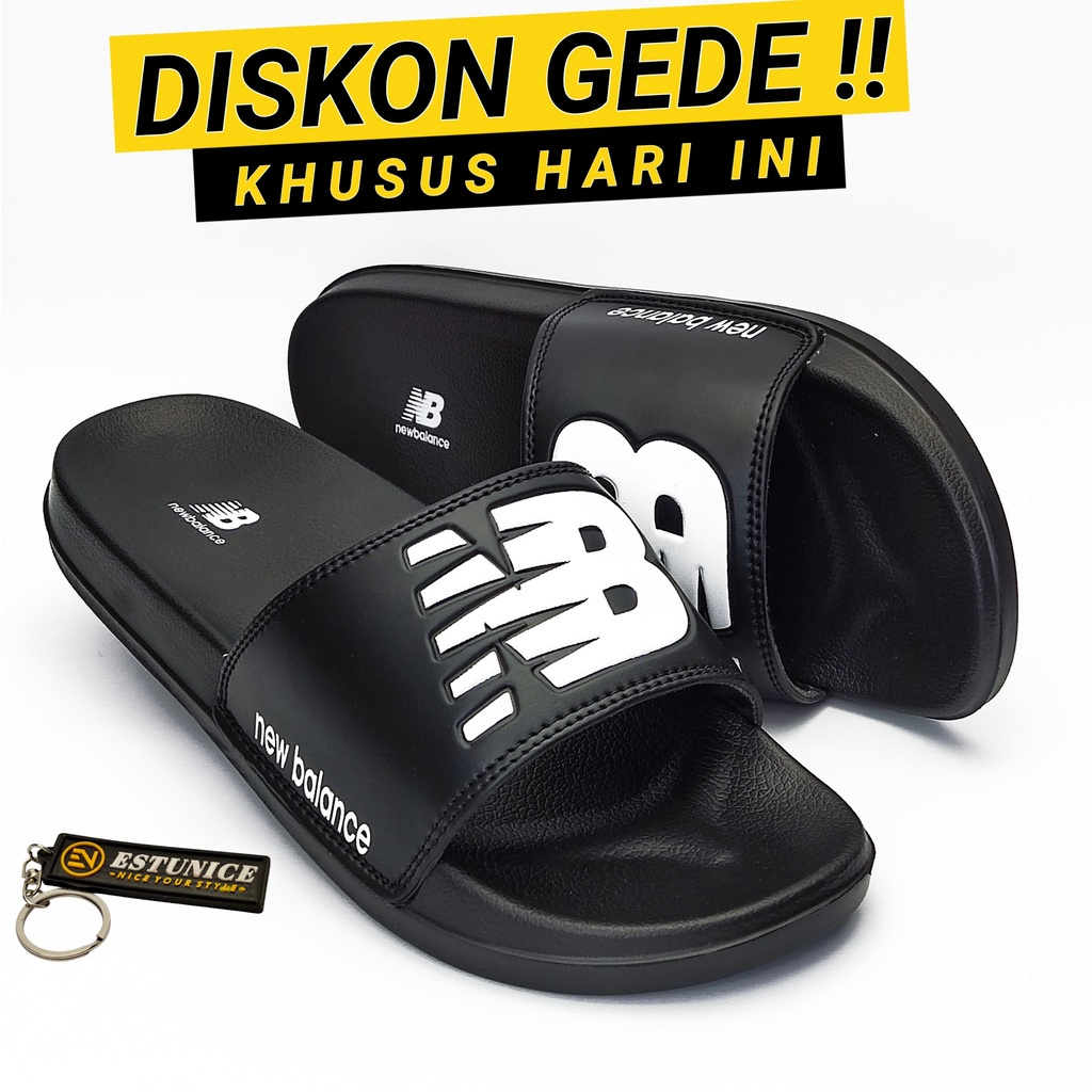 Sandal Sendal Slop Selop Slip On Slide Pria Wanita Cowok Cewek Laki Laki Casual Kekinian Murah CP-New Balance