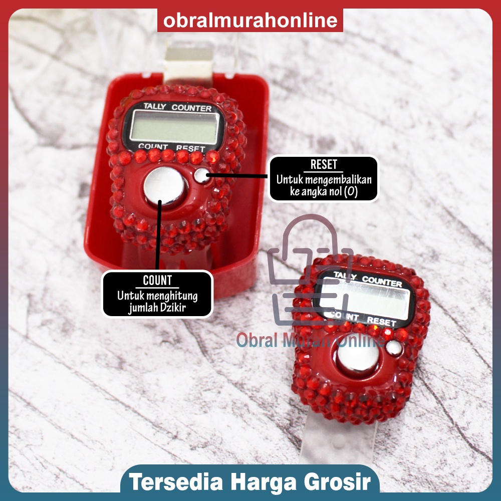 Tasbih Digital Swarovski Merek SXH / Tasbih Tally Counter Swarovski (FREE Kotak Kaca)