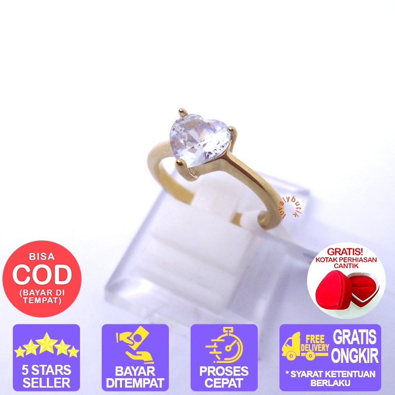 Lovelybutik - Cincin Titanium Anti Karat Selamanya Azalea Cincin Wanita Titanium Permata Love Warna Silver BONUS KOTAK PERHIASAN