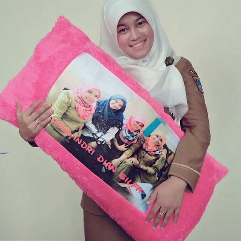 0Bantal Foto Cinta Custom Bulu Rasfur 80x40 cm 1 HARI JADI !!