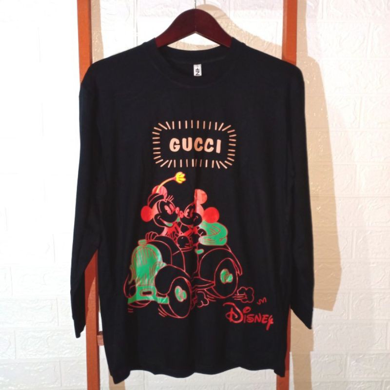 baju atasan kaos Gucci mickey hitam lengan panjang