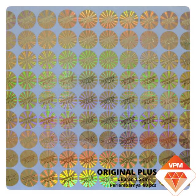 

Stiker hologram original plus gold 1,5 cm sebanyak 7 lembar
