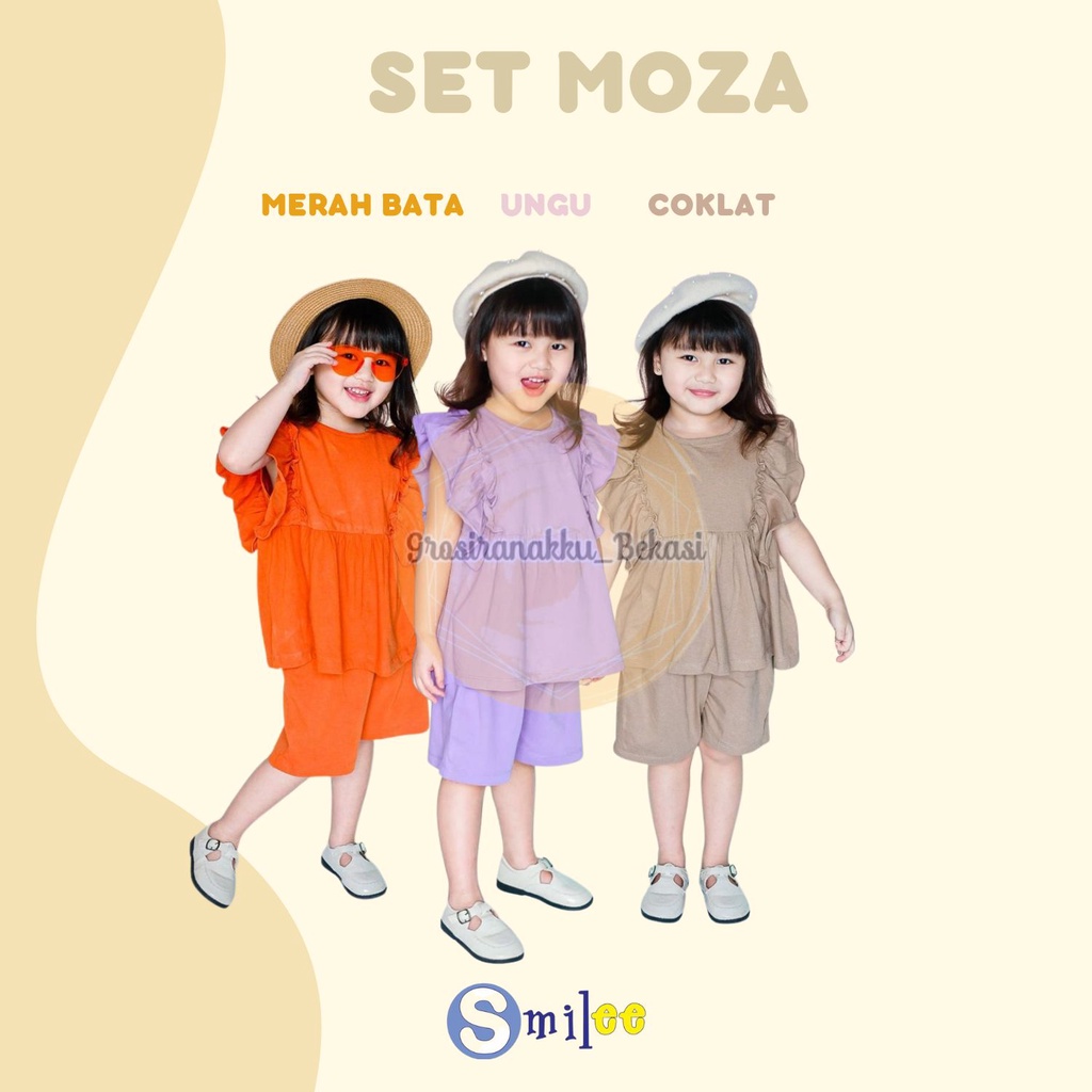 Setelan Anak Kaos Smilee Moza Mix Warna Size 1-5Thn