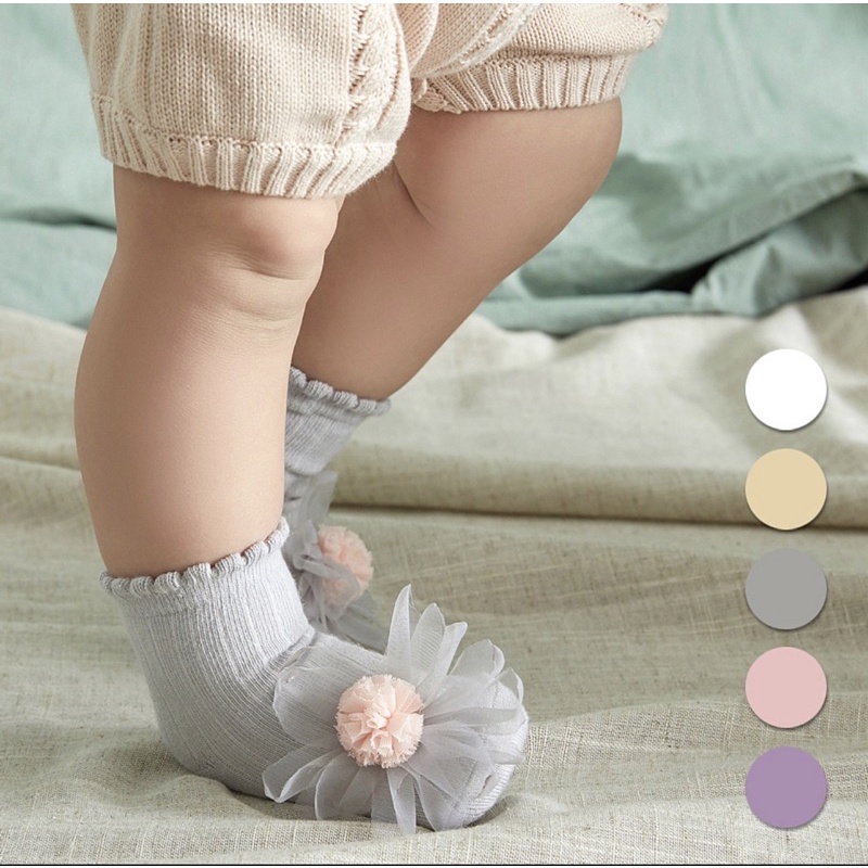 Kaos Kaki Anak Bayi Perempuan Antislip Motif Flower Tulle / Baby Socks