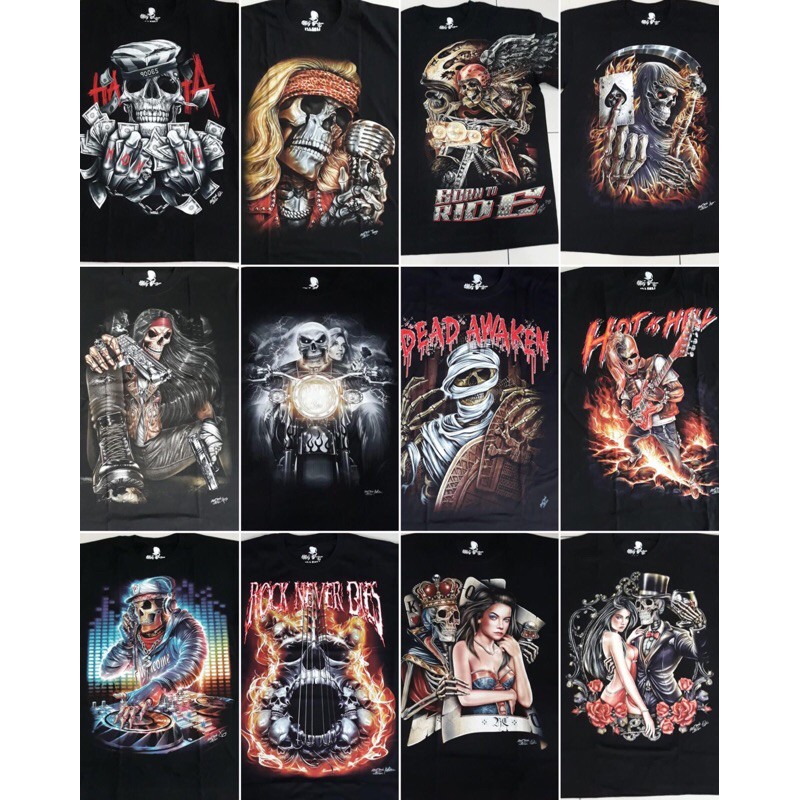 Kaos Tengkorak Skeleton TShirt Black Label