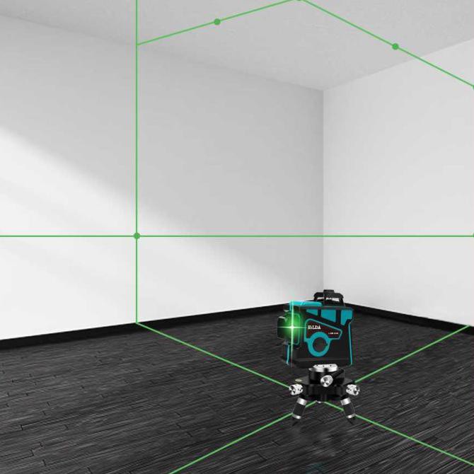 Laser Level 12 Line 3D Hilda Laser Level Pengukur Dimensi + Tropod - Biru