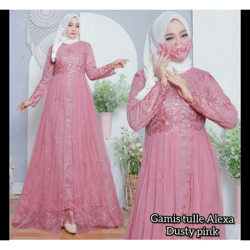 gamis Tulle Alexa gamis brukat tulle terbaru mewah full brukat gamis kondangan dress pesta