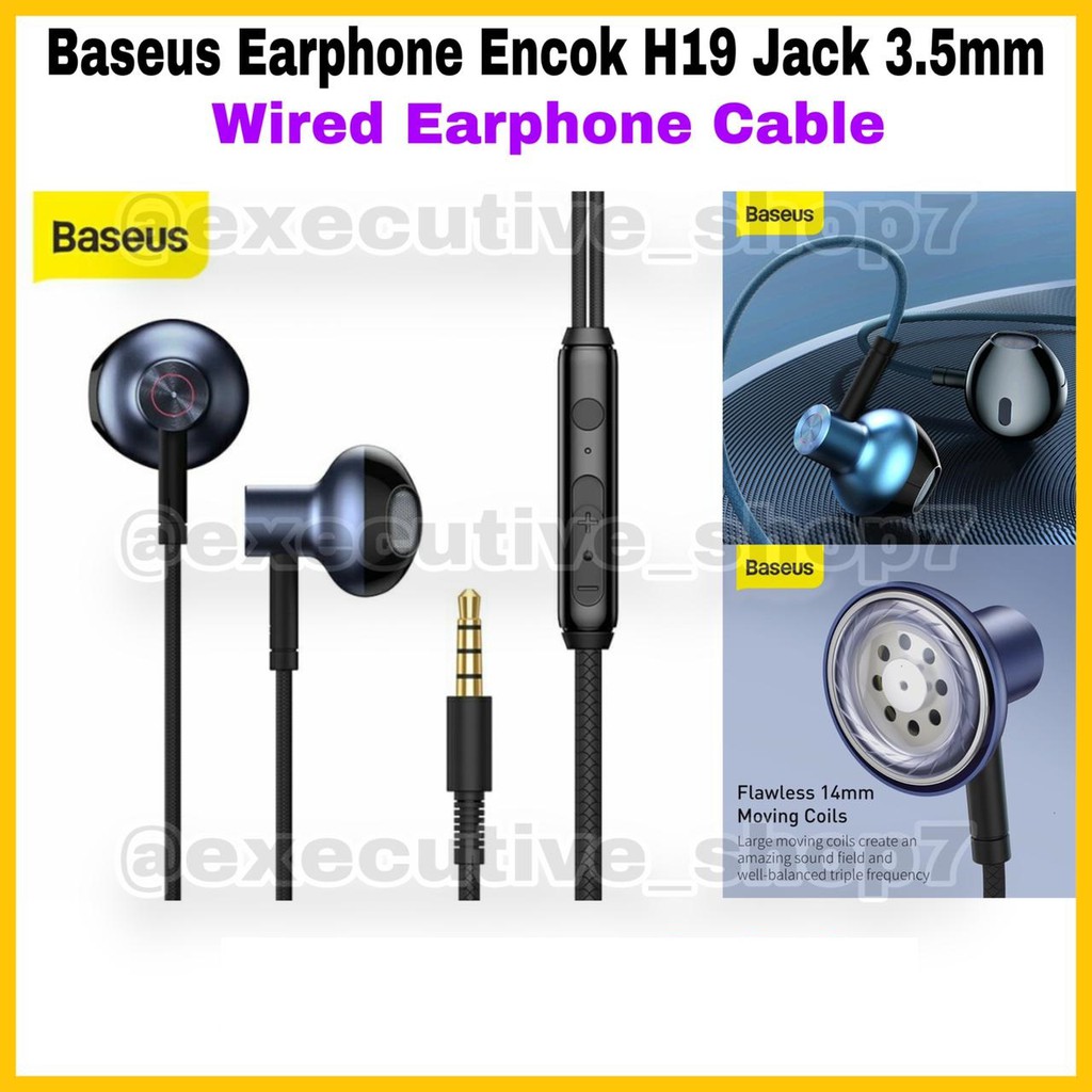 Baseus Earphone Encok H19 Jack 3.5mm - Wired Earphone Cable