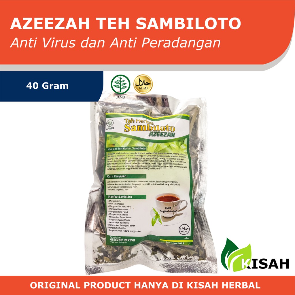 

AZEEZAH Teh Sambiloto 40 Gram - Daun Sambiloto Kering Obat Anti Virus dan Pencegah COVID 19 (CORONA)