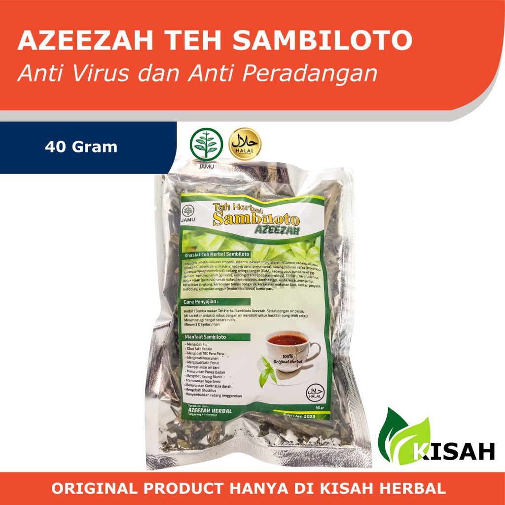 AZEEZAH Teh Sambiloto 40 Gram - Daun Sambiloto Kering Obat Anti Virus dan Pencegah COVID 19 (CORONA)