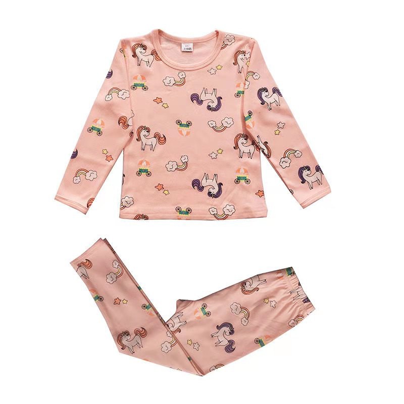 Baju Tidur anak cewek lengan panjang bahan cotton import 1-4 tahun import Piyama anak perempuan-8