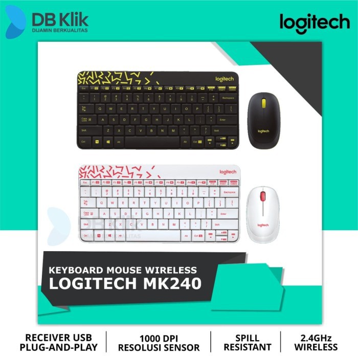 Keyboard Mouse Wireless Combo Logitech MK240 Nano