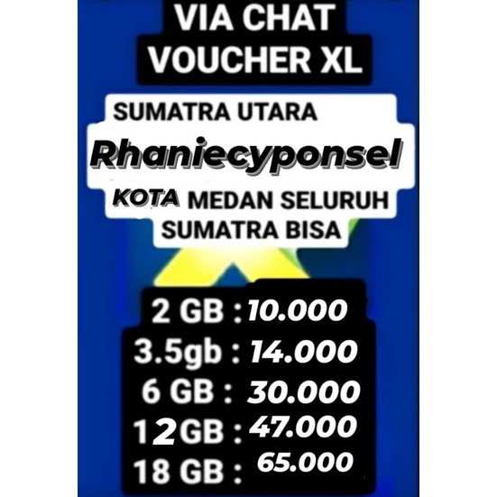 (kirim kode voucher  via chat) XL 2GB 3.5GB 6GB 12GB 20GB SUMUT