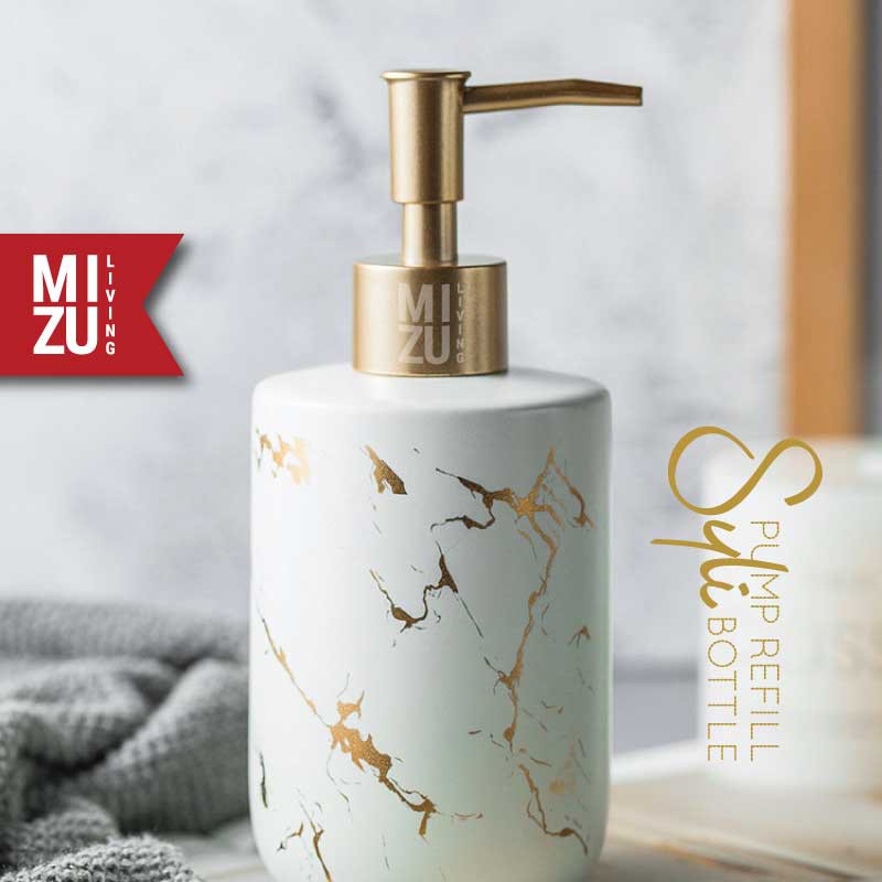 SYLI Refill Pump Bottle Marble Motif Ceramic Soap Dispenser Botol Sabun Cair Keramik Motif Marmer