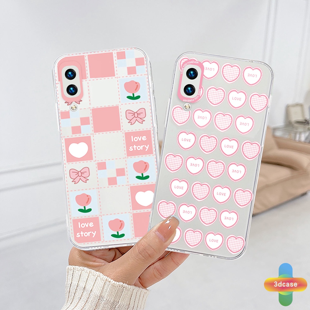 Soft TPU Case VIVO Y21S Y20S Y12i Y12S Y12 Y20 Y15S Y91C V23E Y16 V21 Y21 2021 Y21A Y21T Y30 Y33T Y01 Y91 Y30i Y93 Y95 Y15 Y17 T1 Y55 Y75 Y50 Y53S Y51 2020 Y51A Y10 Y33S Y1S Y11 Y31 Y20i Y91i Y51S Y20G Pink Love Heart Transparent Case