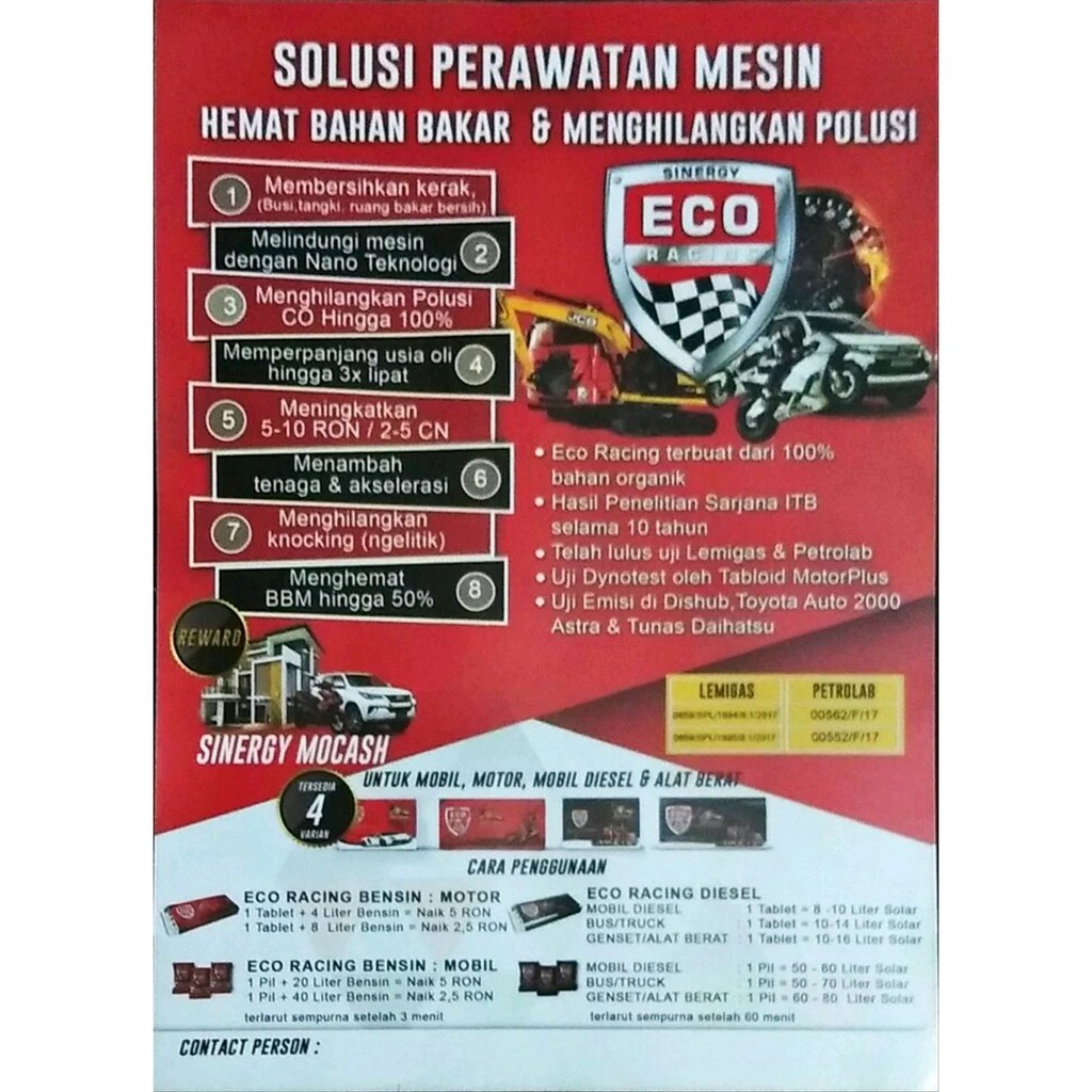 Termurah Eco racing motor 1 blister Terlaris
