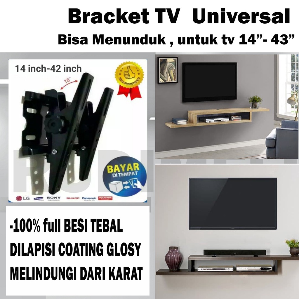 BRACKET TV LED 32 /PENYANGGA TV LED LCD TEMPEL TEMBOK 14&quot;17&quot;19&quot;21&quot;24&quot;29&quot;32&quot;40&quot;42&quot; Adjustable-import