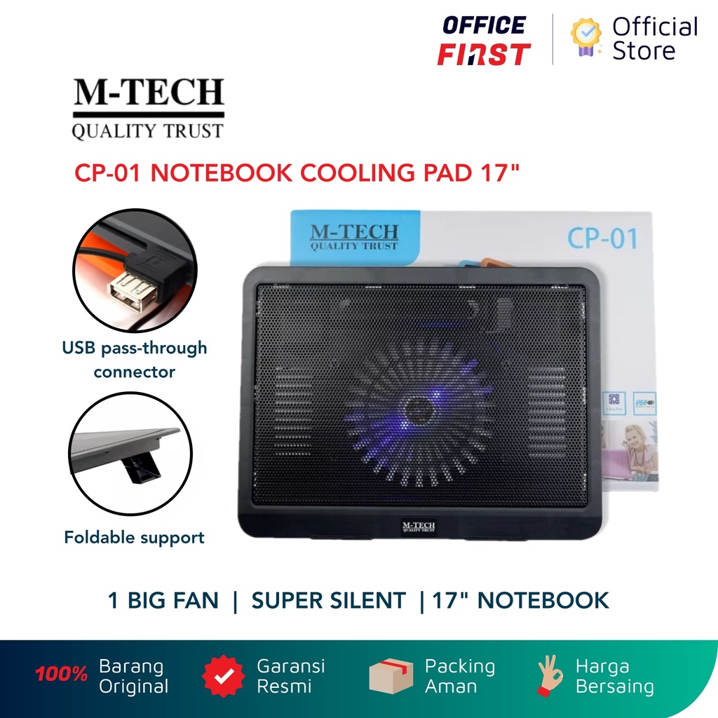 M-Tech CP 01 Cooling Pad Fan Partner Kipas Pendingin 17 In Inch Laptop CP01 CP-01