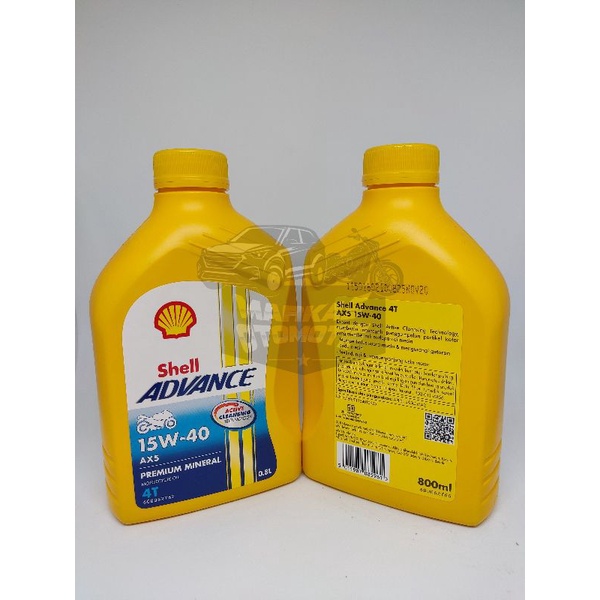 OLI SHELL ADVANCE MANUAL 4T AX5 15W40 800ML/100% ORIGINAL/OLI MESIN MOTOR BEBEK & SPORT/SUPRA R15 VI