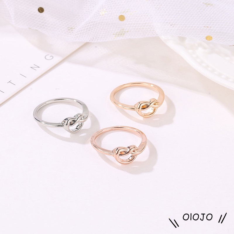 Temperamen Korea Selatan Sederhana Cinta Hampa Peach Cincin Berbentuk Hati Pembukaan Cincin - ol