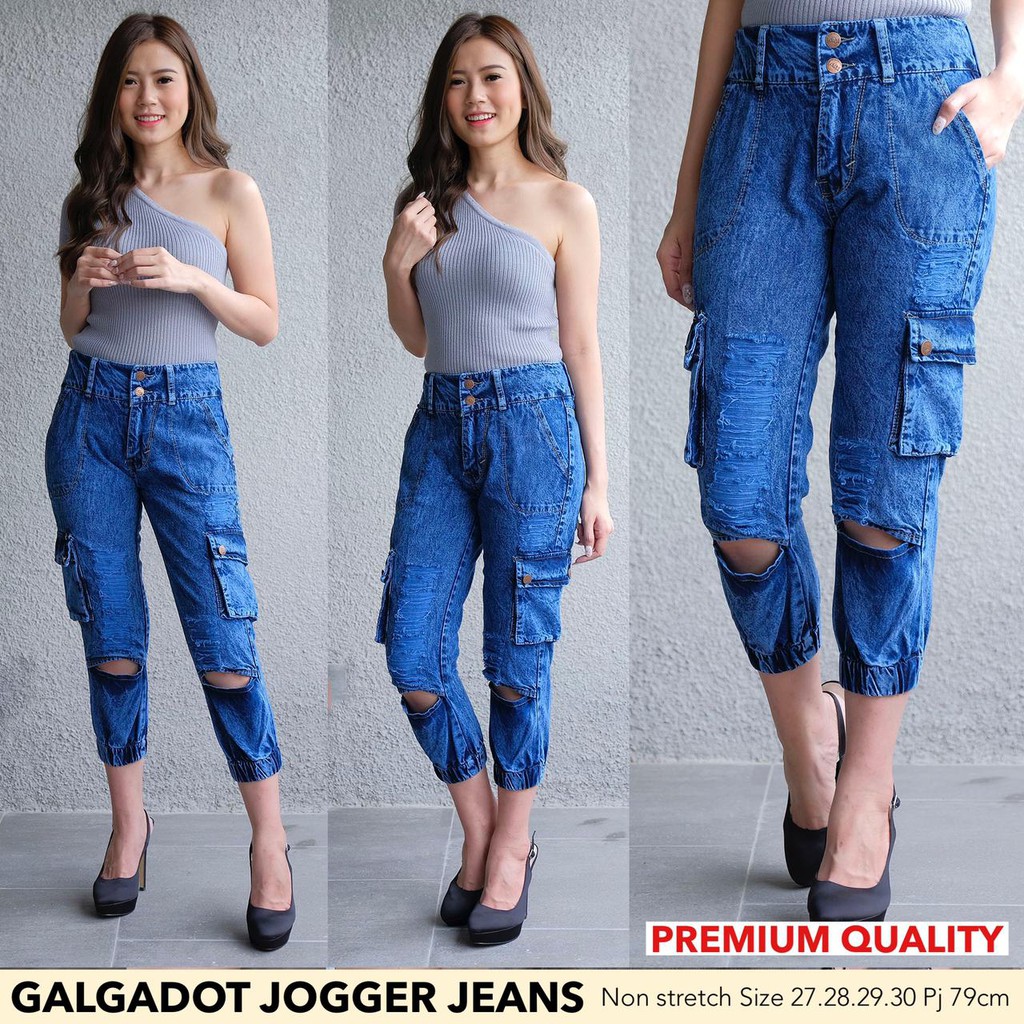 BJ GALGADOT JOGGER BLUE JEANS | JOGGER JEANS WANITA IMPORT QUALITY | JEANS WANITA MOTIF