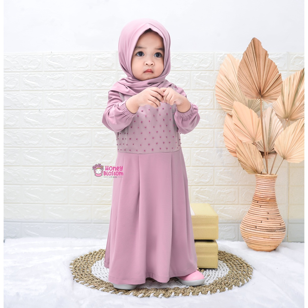 HONEYBLOSSOM gamis bayi perempuan tile organza / gamis bayi cantik alesha 1-5 tahun