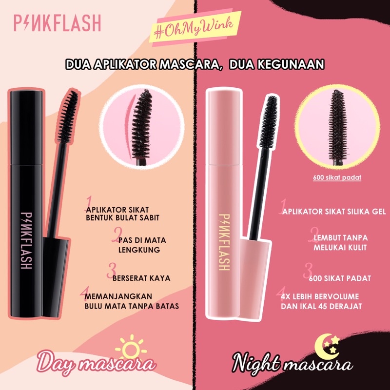 [BISA COD] PINKFLASH Maskara Day &amp; Night - Pinkflash Lengthening and Volume Waterproof Mascara