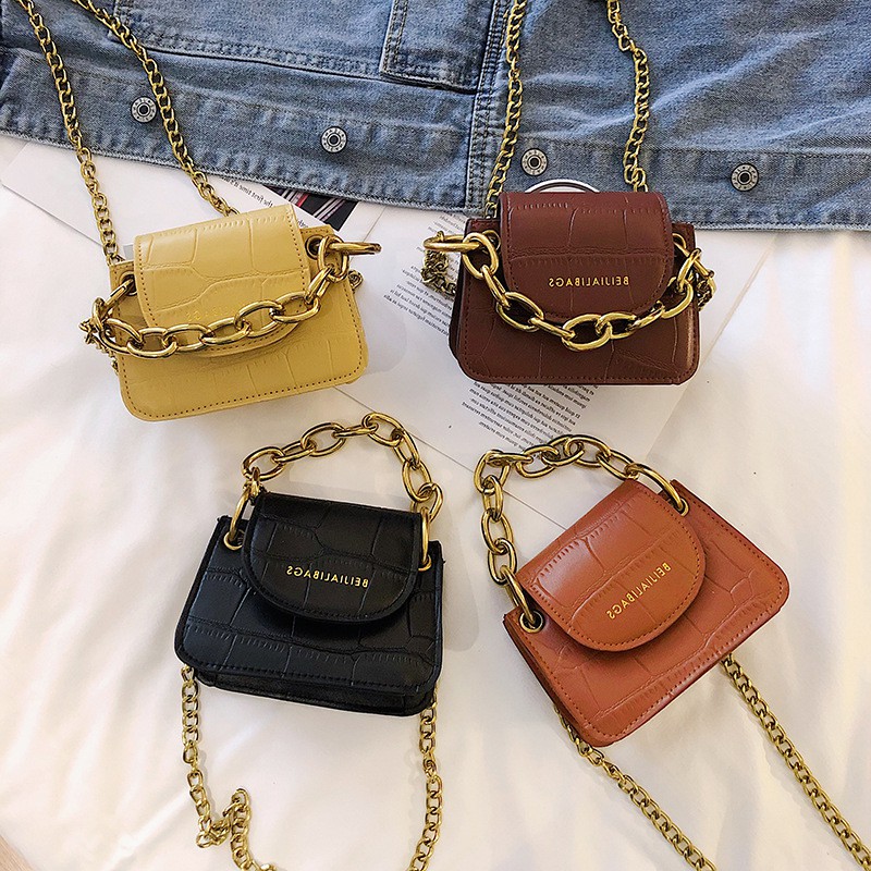 TAS WANITA IMPORT KECIL SELEMPANG RANTAI GOLD KULIT THALE PESTA KOREA FASHION KEKINIAN BATAM MURAH