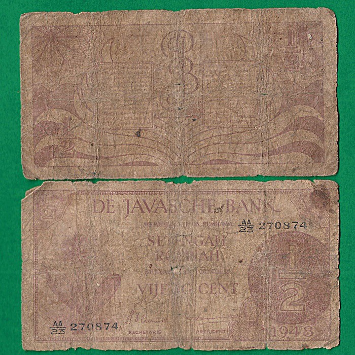 UK234 UANG KUNO ASLI INDONESIA 1/2 SETENGAH RUPIAH TAHUN 1948 SERI FEDERAL KOLEKSI UANG LAMA