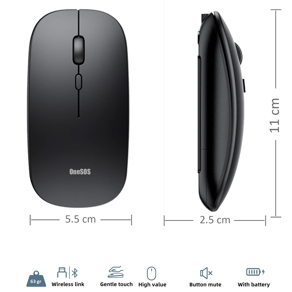 Mouse Wireless Bluetooth Gaming Tanpa Kabel Silent Click Warna Macaron Dengan Desain Minimalis